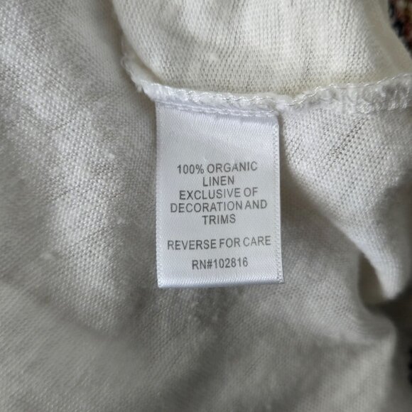 Garnet Hill Shift Sz Dress XL White Organic Linen Southwestern Boho Relaxed Fit - Picture 9 of 12